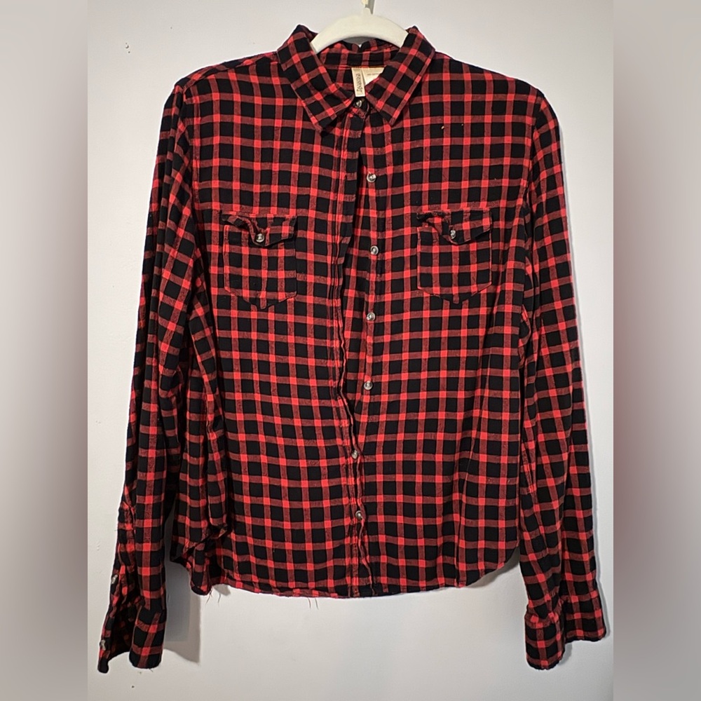 Red/Black Checkered Plaid Button Up